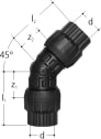 Kulmaliitin 45° JRG Sanipex D26 PN10 