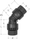 Kulmaliitin 45° JRG Sanipex D63 PN10 