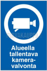 Merkintäkilpi muovia SWM tallentava kameravalvonta 200x300 mm 