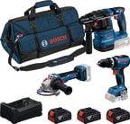Akkukonepaketti Bosch 3-osainen 18V GSR GBH GWS 3x5 Ah 