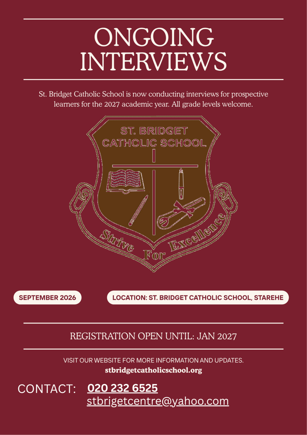 Shape Your Future: Admissions Now Open for the 2027 Academic Year!