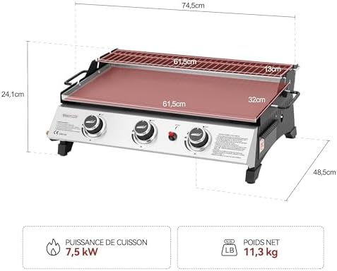 Vue 3 de Royal Gourmet Plancha Gaz
