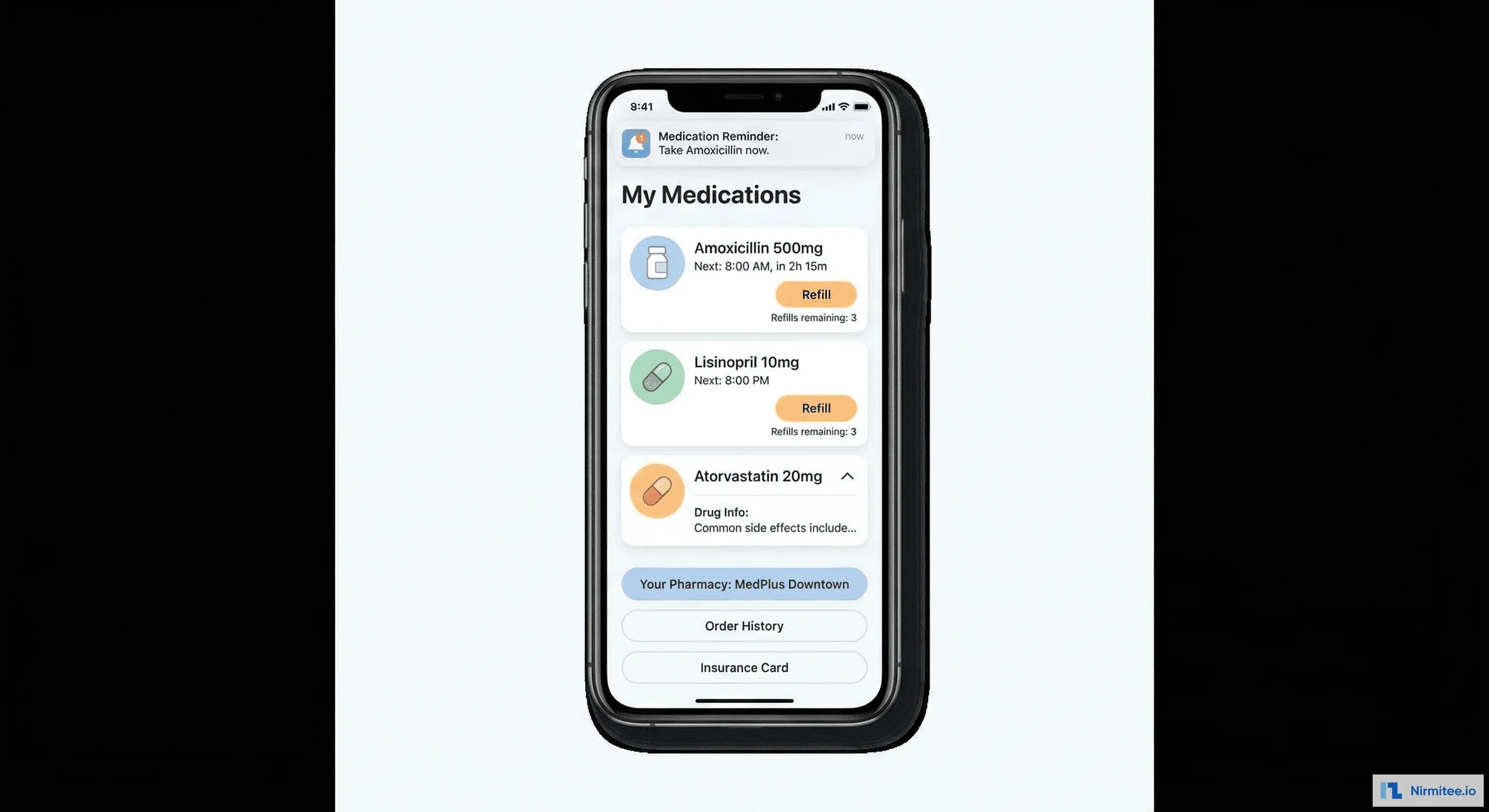 Patient Medication Management Mobile App - Refills, Reminders, Drug Info