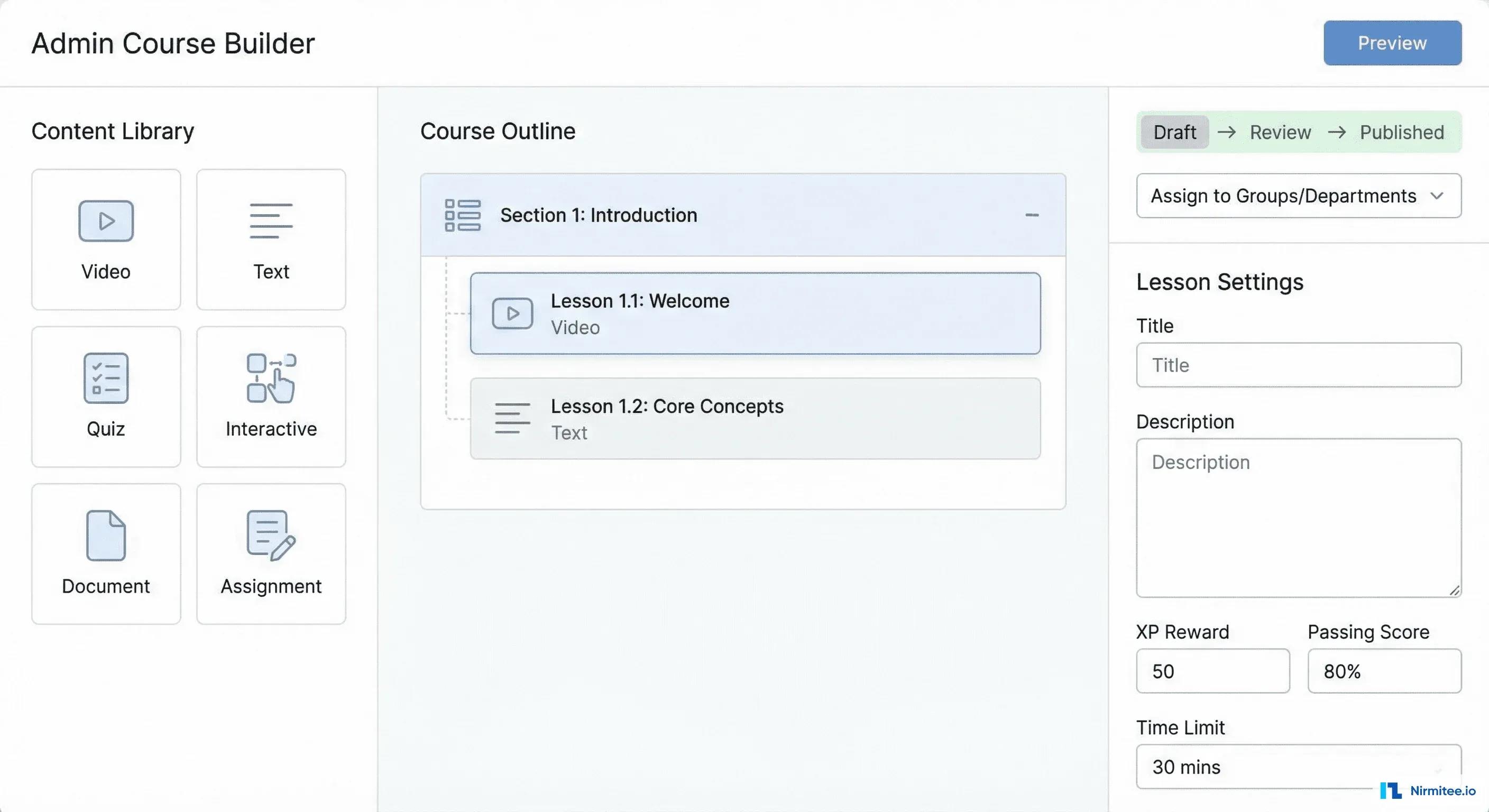 Drag-and-Drop Course Builder for Admin