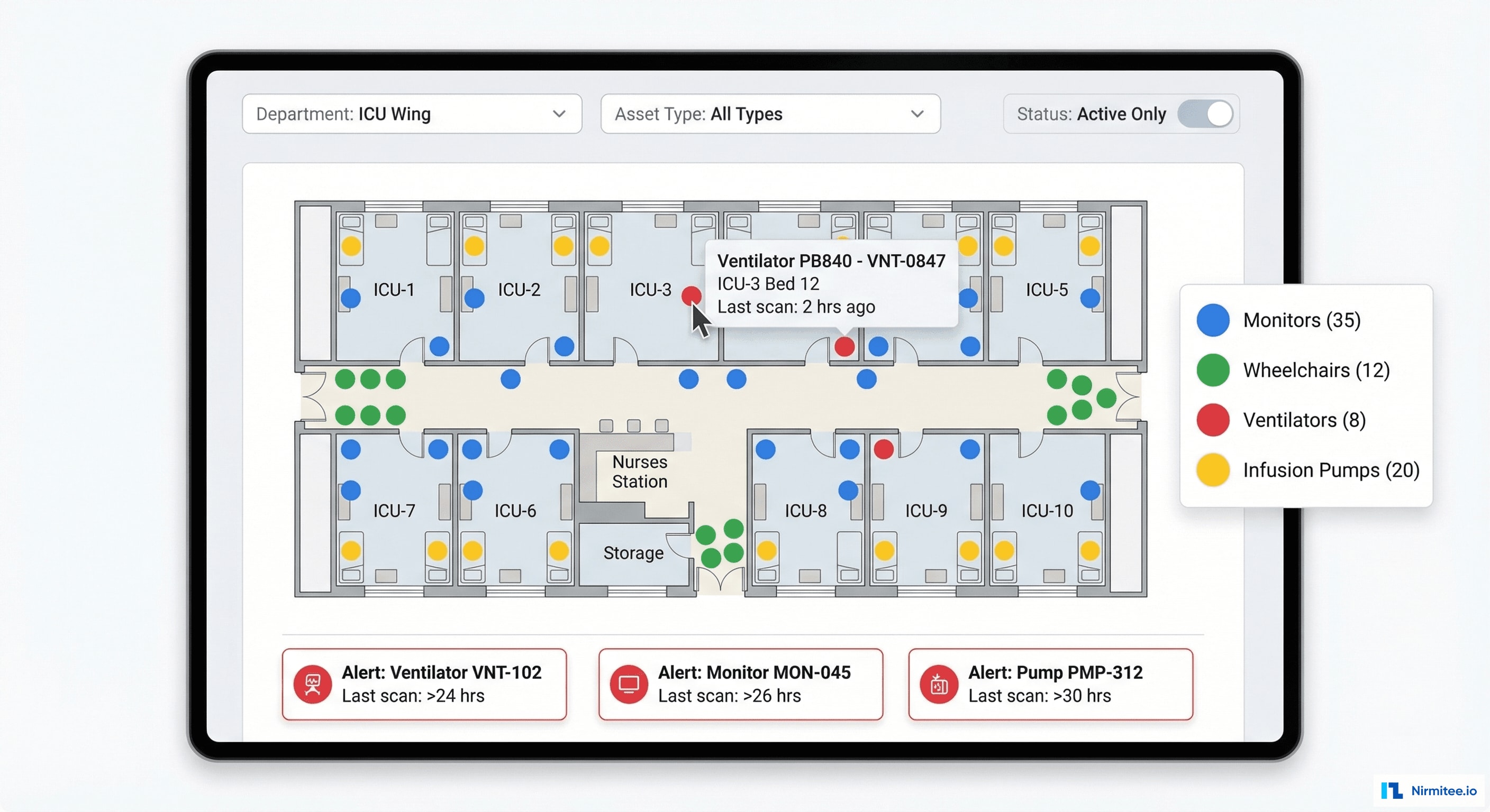 Hospital Asset Location Map - Real-time Equipment Tracking by Floor