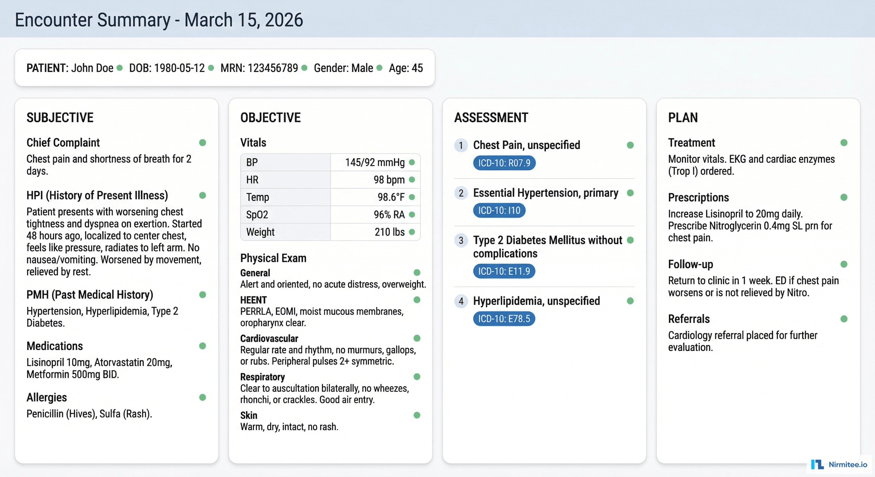 AI-Generated SOAP Note - Structured Clinical Encounter Summary