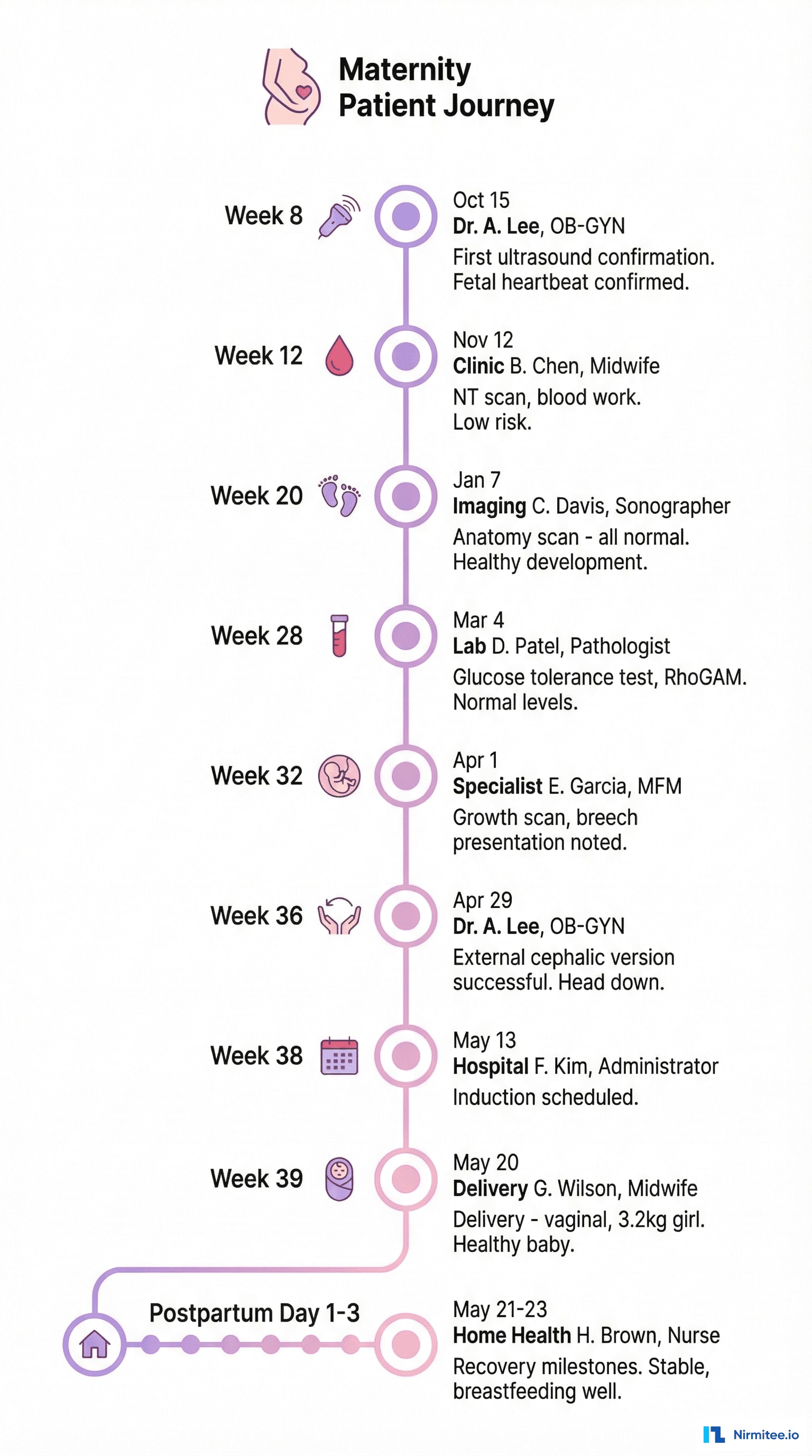 Maternity Pregnancy Timeline - Week-by-Week Prenatal Care Journey