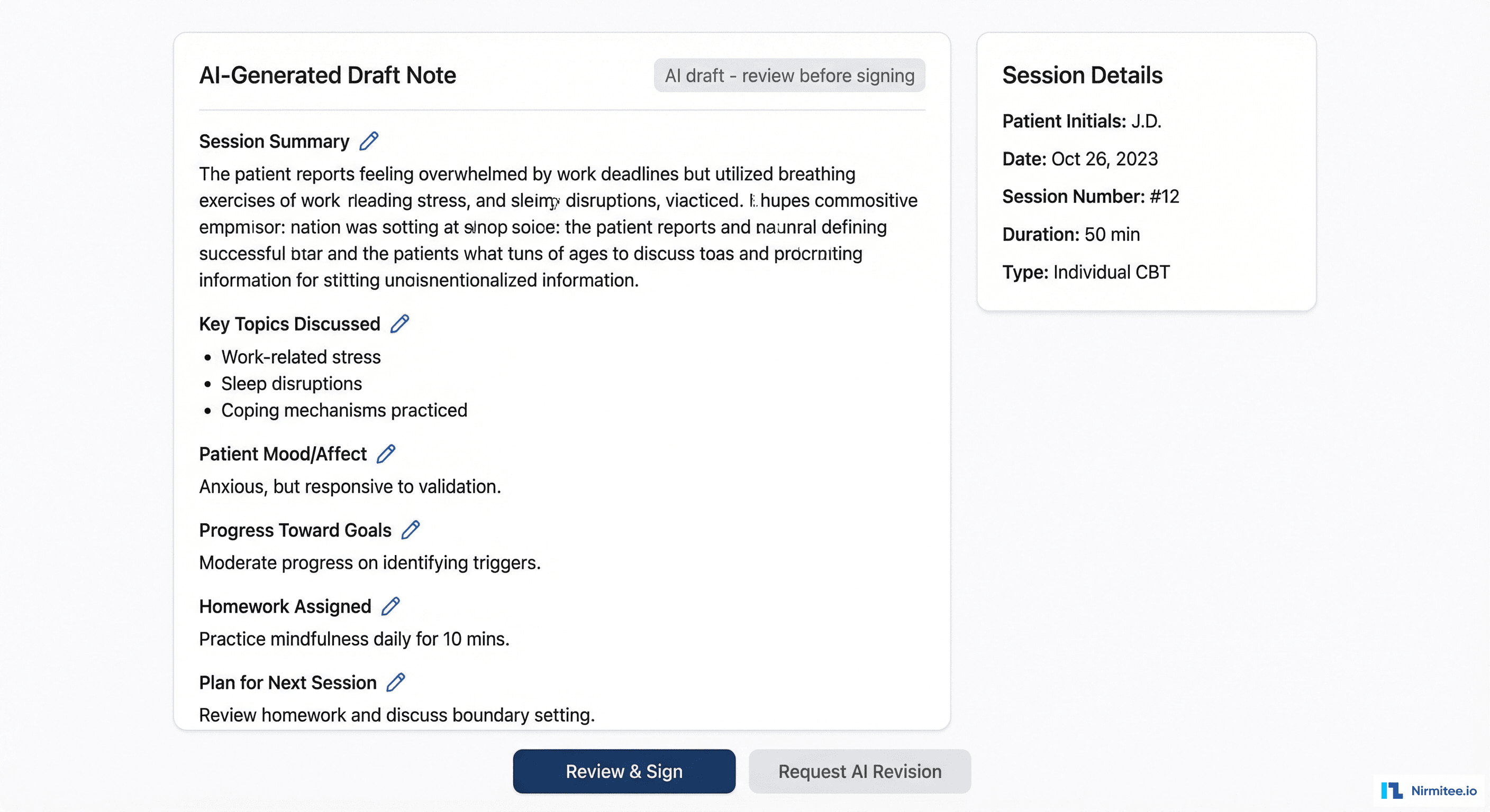 AI-Assisted Session Notes - GPT-4 Generated Draft for Therapist Review