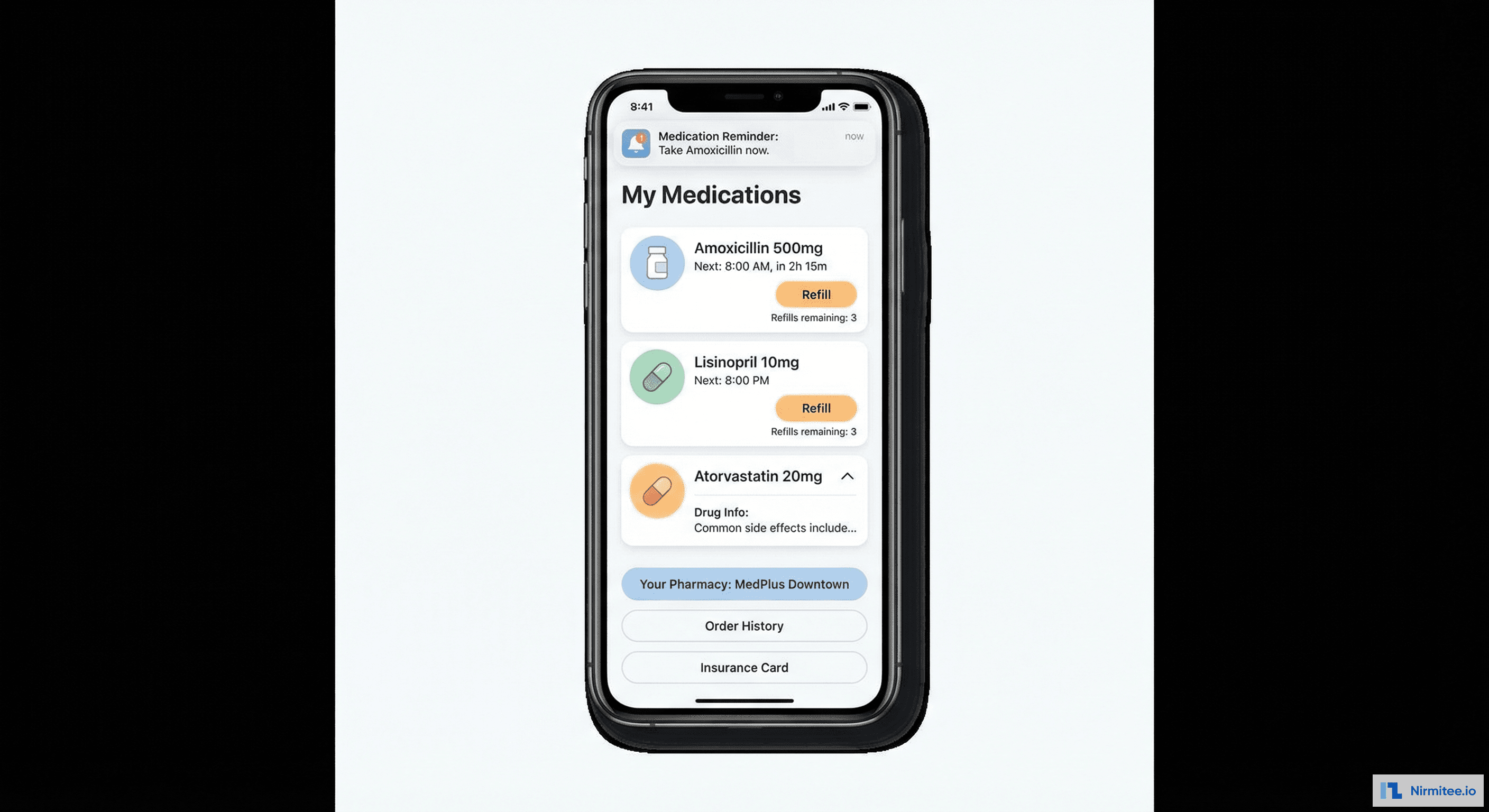 Patient Medication Management Mobile App - Refills, Reminders, Drug Info