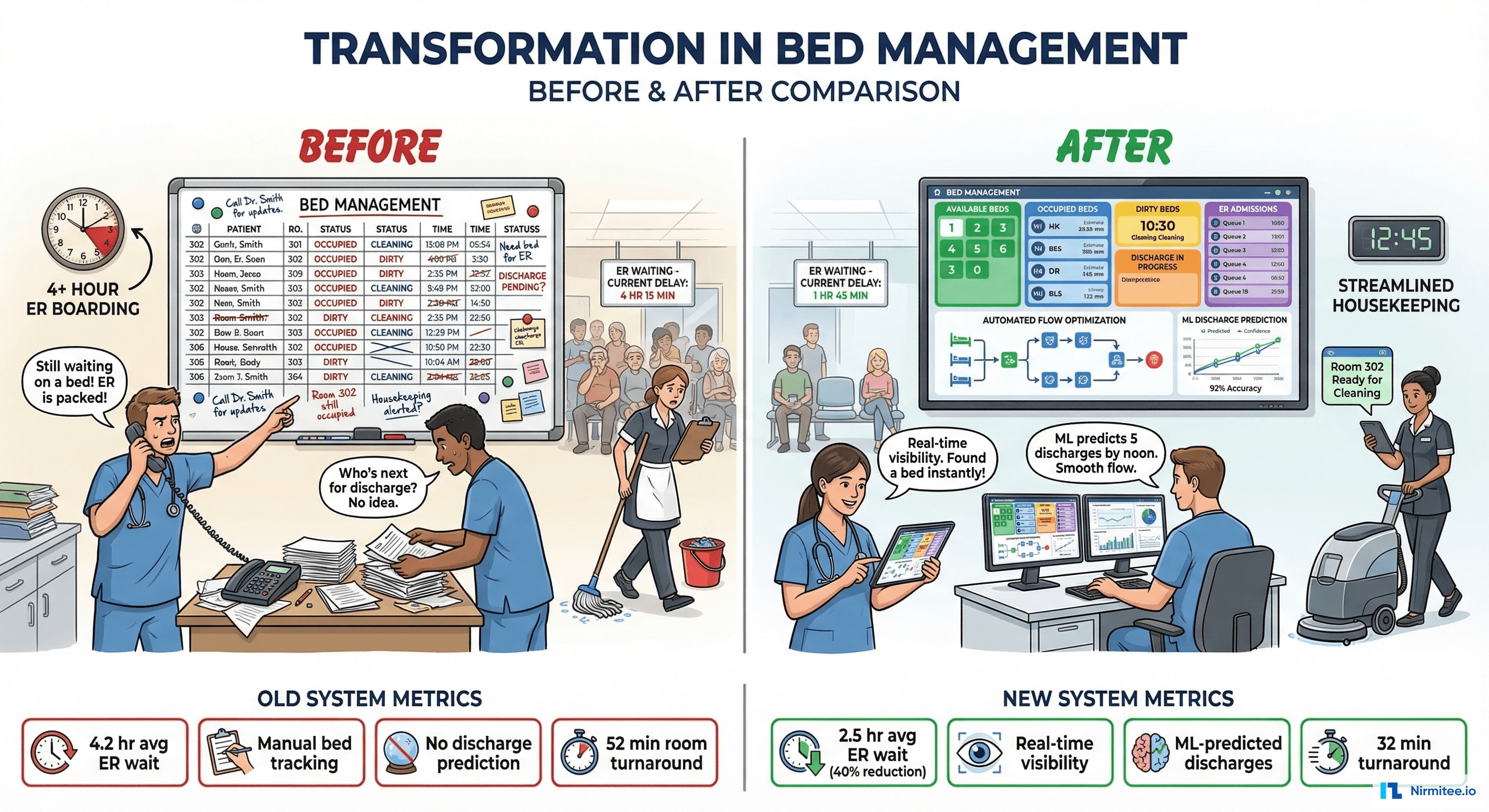 Bed Management Before vs After - 40% ER Wait Reduction
