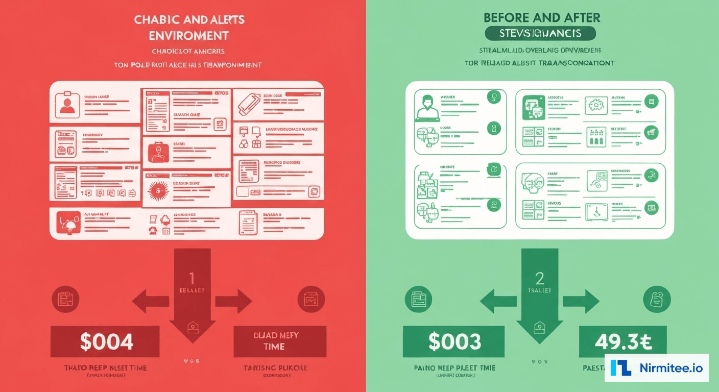 Before and after comparison showing clinical alert transformation from overload to streamlined relevant alerts