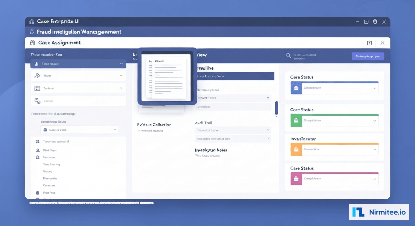 Fraud investigation workflow management with case assignment evidence timeline and audit trail