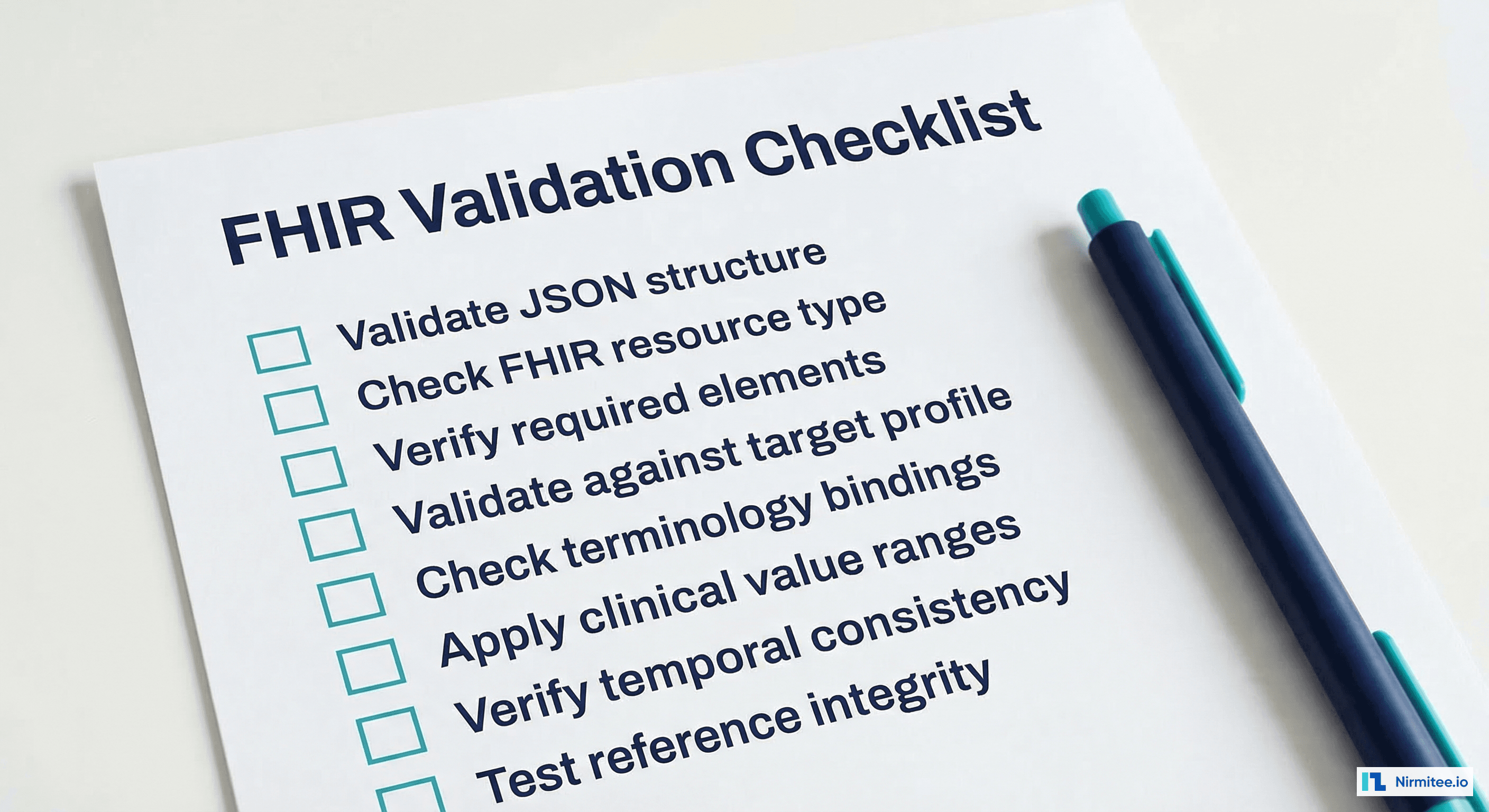 FHIR validation checklist: 8 steps from JSON structure to reference integrity