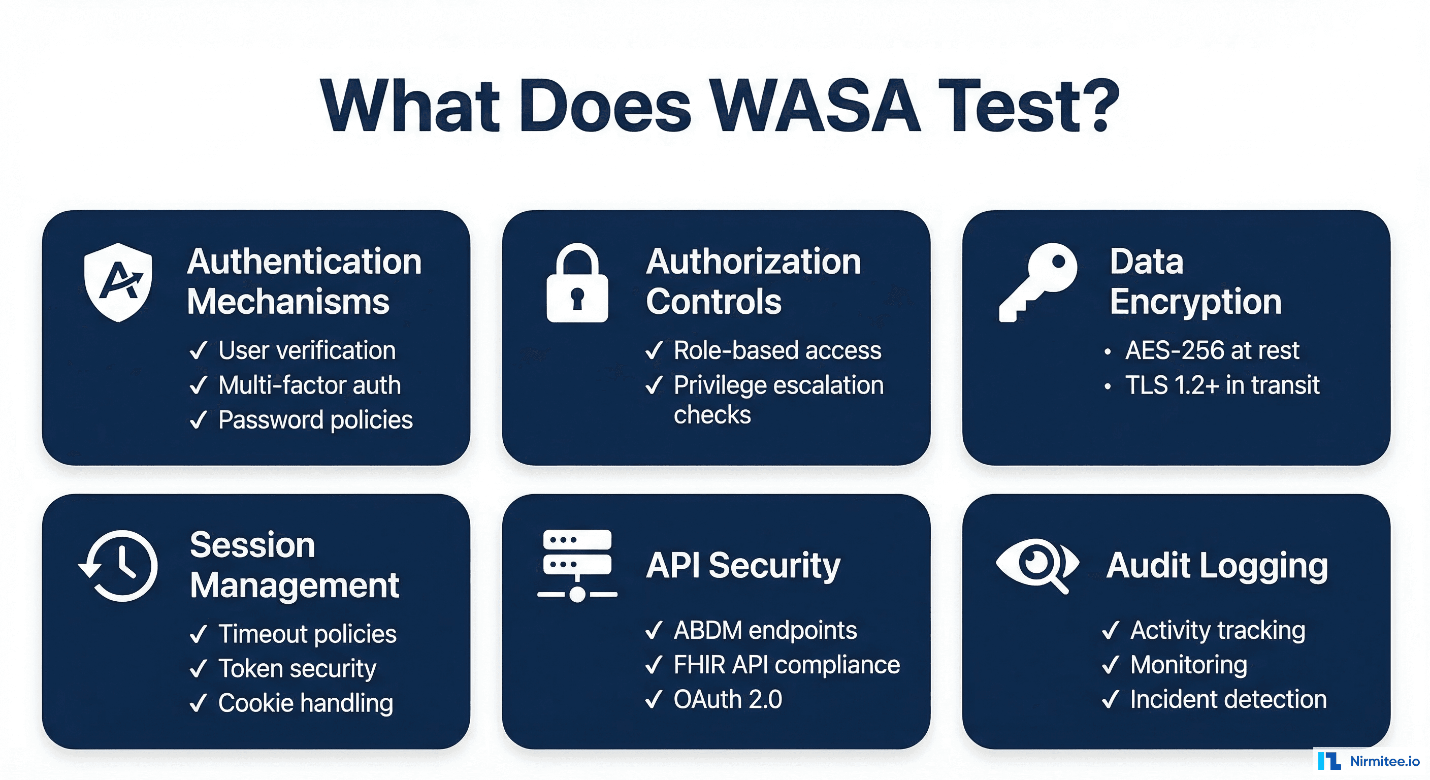 What Does WASA Test - Security Assessment Areas Grid