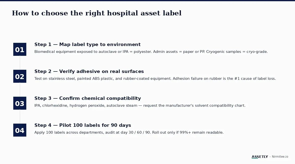 4-step decision framework for choosing hospital asset labels
