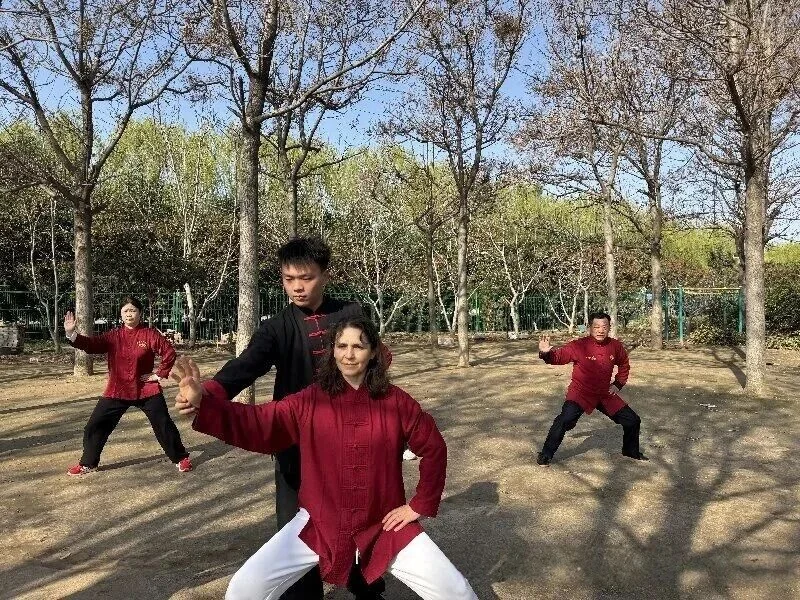 Students practicing martial arts during daily training