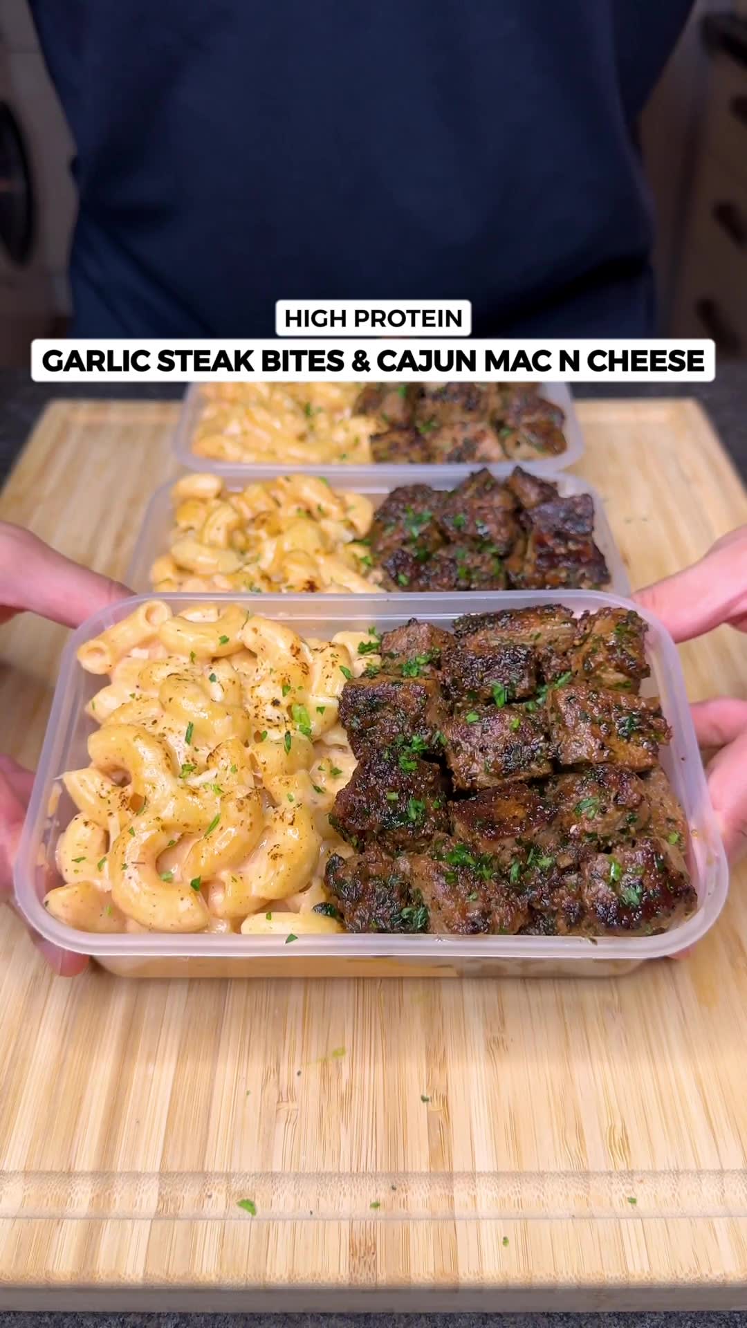 Garlic Butter Steak Bites & Cajun Mac n Cheese