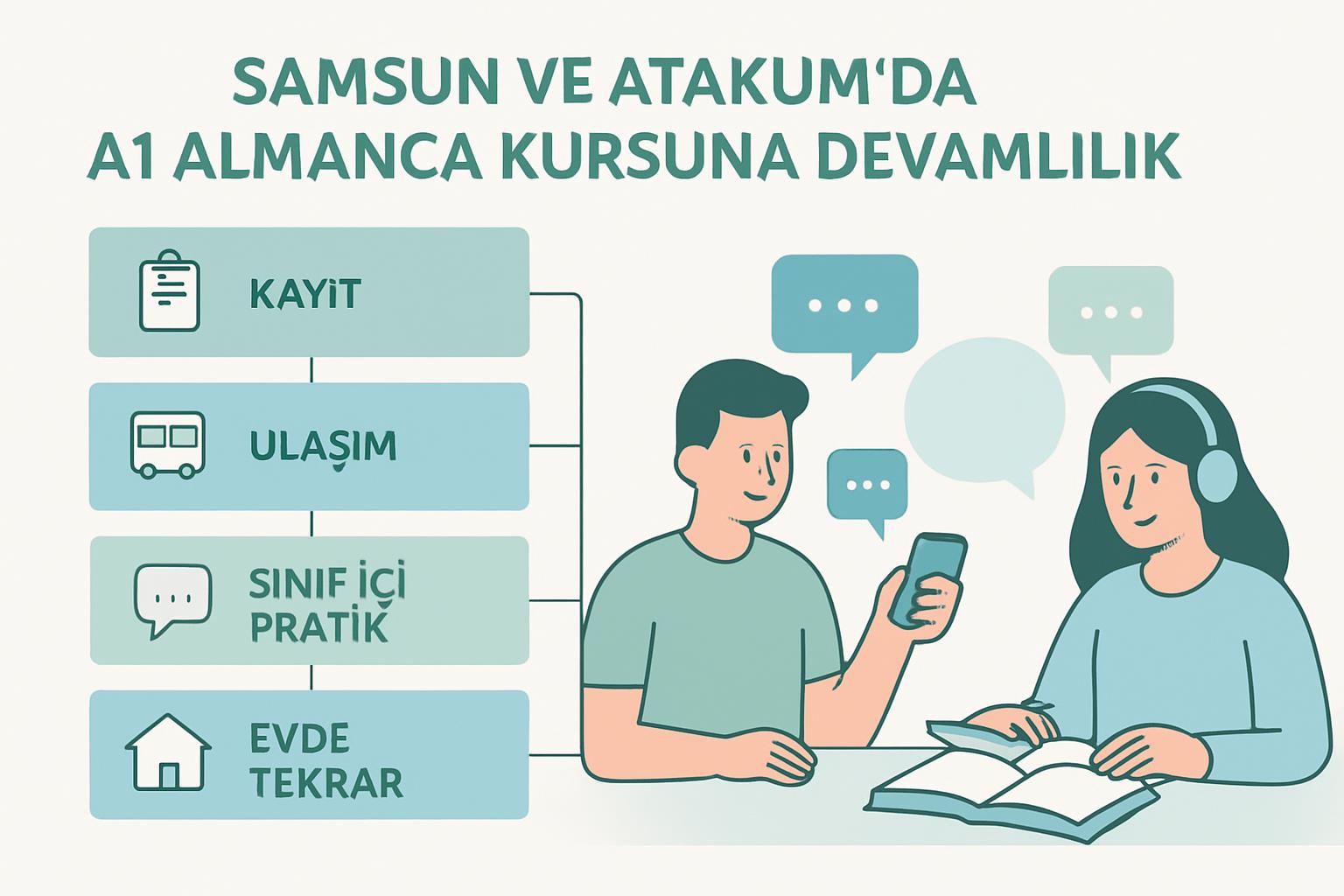 Samsun ve Atakum'da Yüz Yüze A1 Almanca Kursu: Ders Devamlılığı, Konuşma Pratiği ve Sınav Hedefine Uygulanabilir Çalışma Planı destek görseli 1
