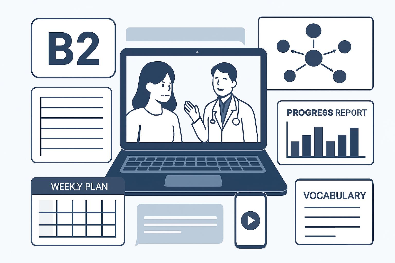 Doktorlar İçin Online Almanca Kursu Seçimi ve B2 Seviyesine Hazırlık Rehberi destek görseli 3