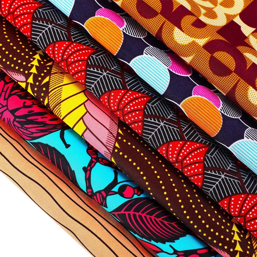 12 Pcs African Print Fabric Fat Quarters Scraps African Fabric by Yard for Sewing Face Covering thumbnail 4