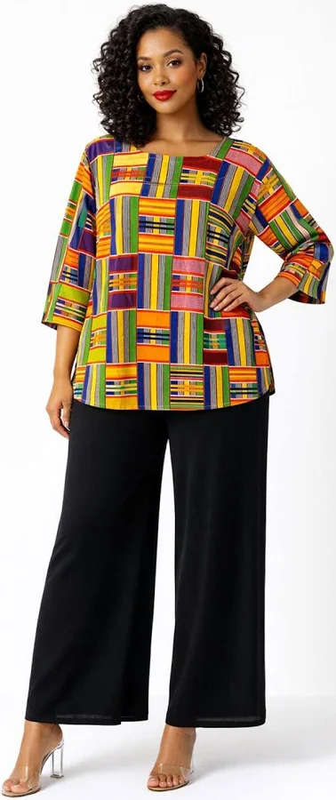JTAPHRique Women's African Print Patchwork Top