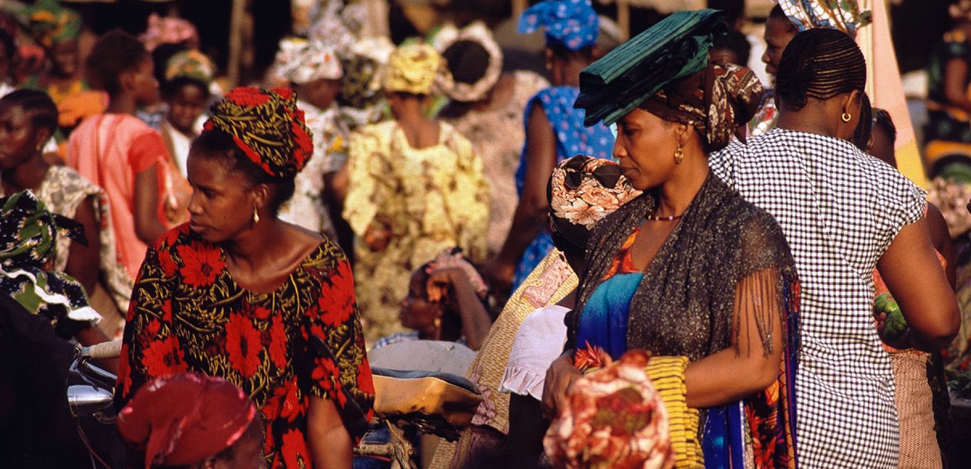 Women shopping at a market in Dakar