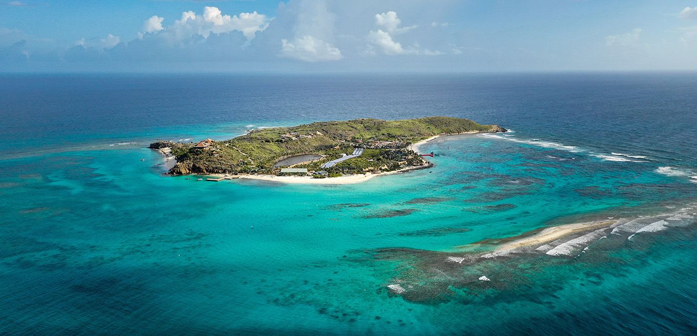 Drone shot of Necker Island