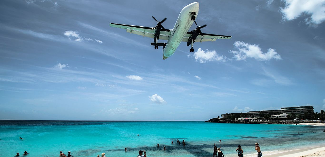 The beautiful Airport beach of St. Maarten