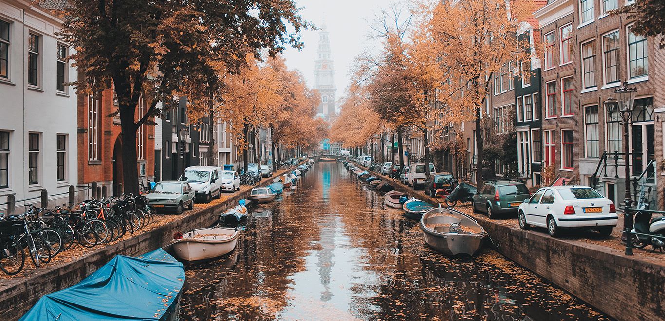 Boats on the canals of Amsterdam