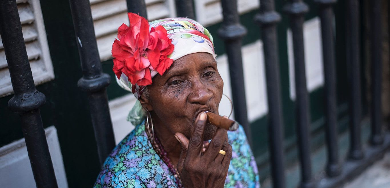 Woman with Cuban Cigar in Cuba