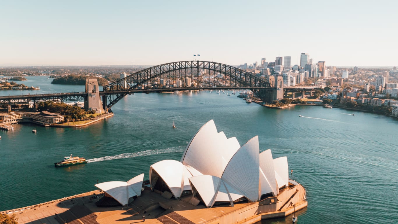 Sydney Harbour showing the Opera House and the Bridge