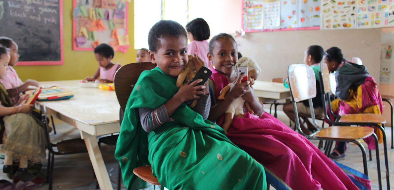 Smiling kids in Fiji