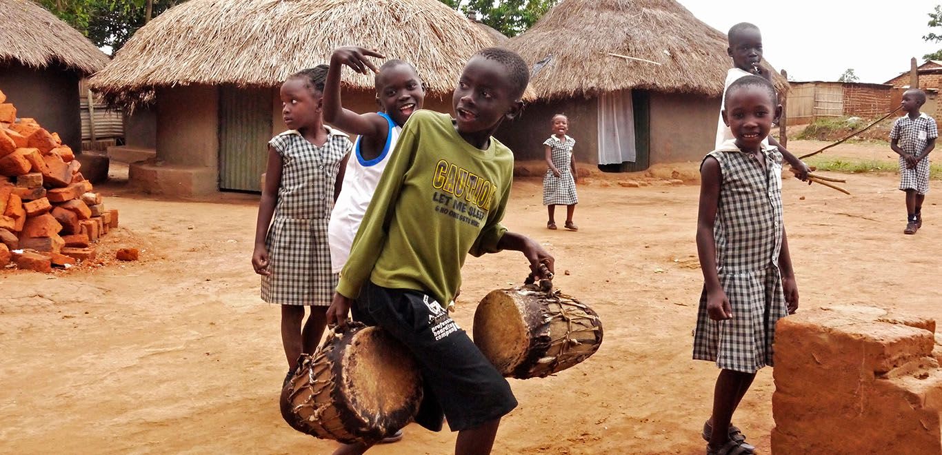 Kids with drums in Ghana