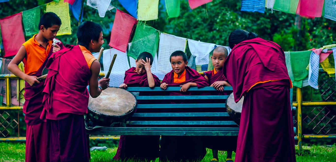 Boys practicing drums in Sikkim