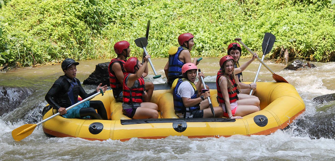 Boat on rapids in Bali