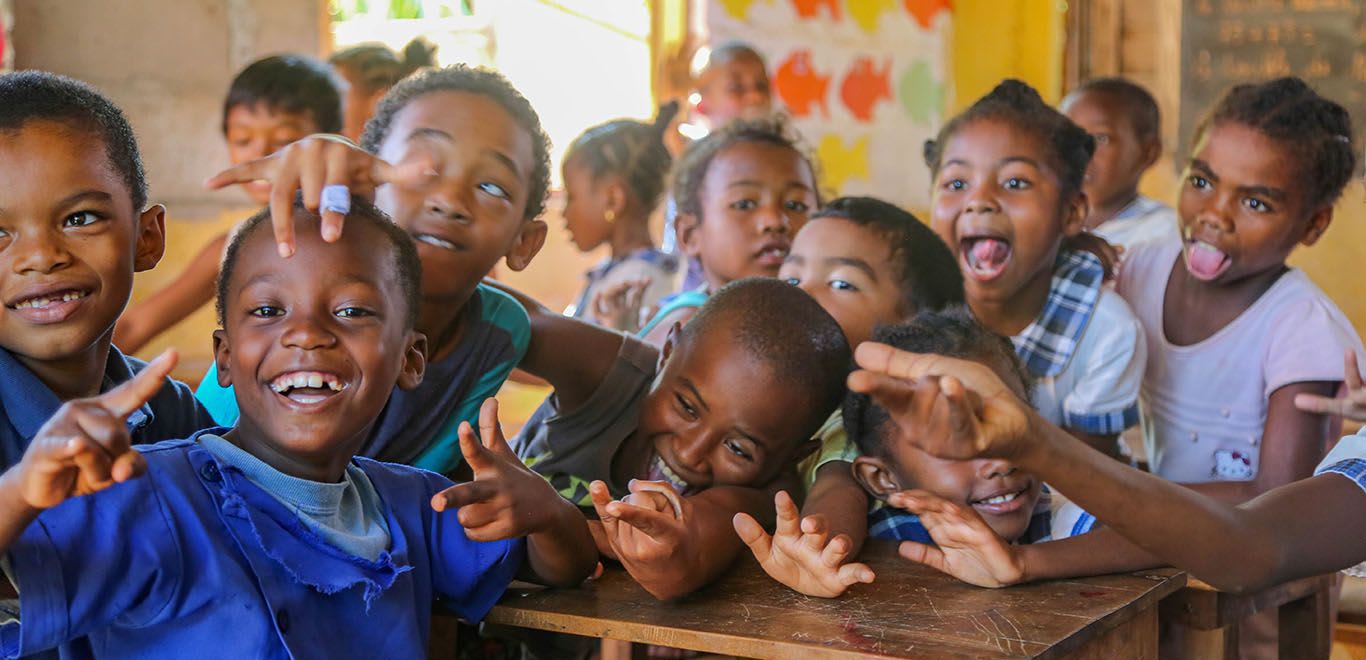 Kids smiling in Madagascar