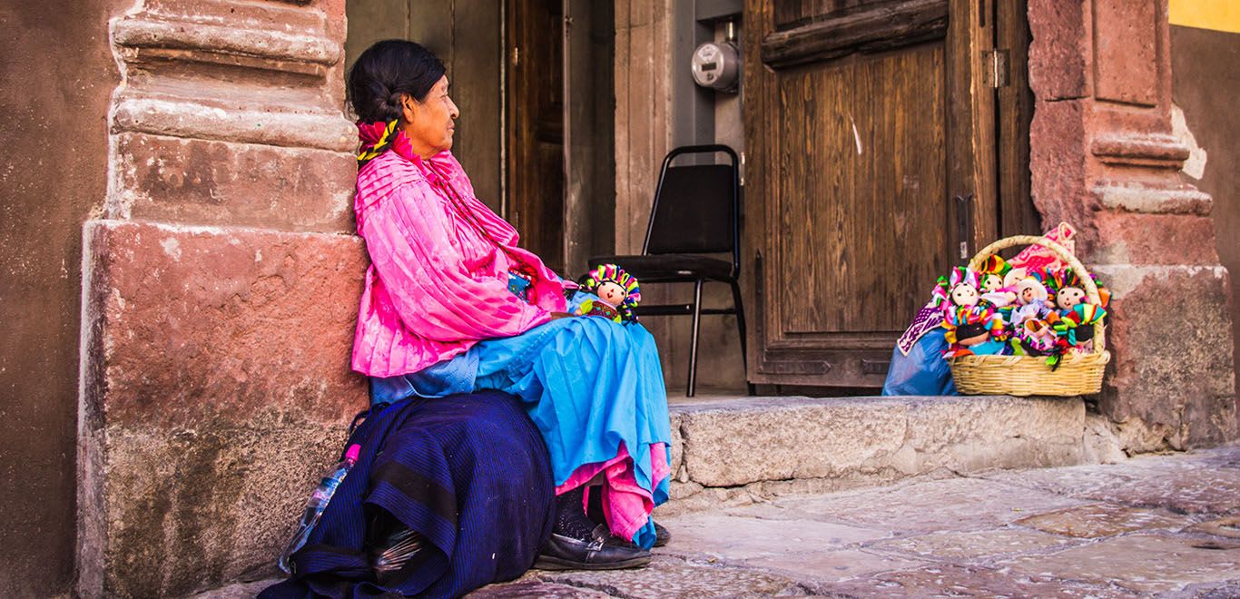 Women setting on steps in Mexico