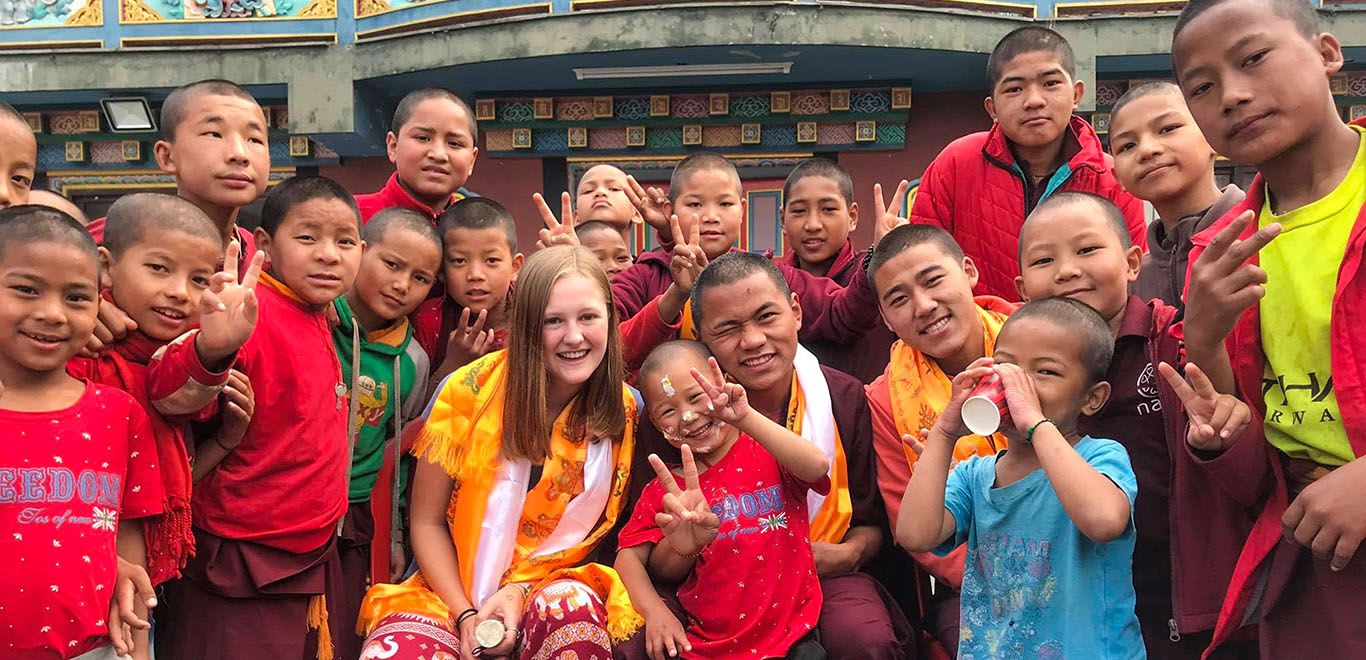 Teacher with her class in Nepal