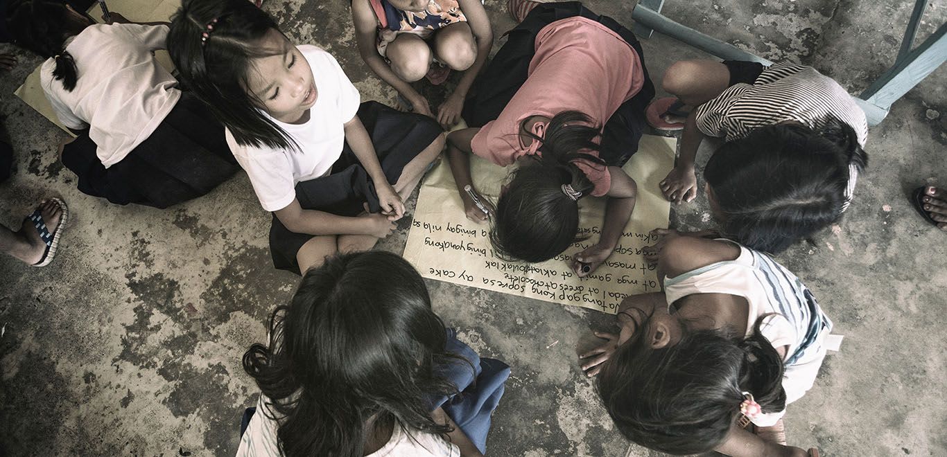 Kids in the classroom in Palawan, Philippines