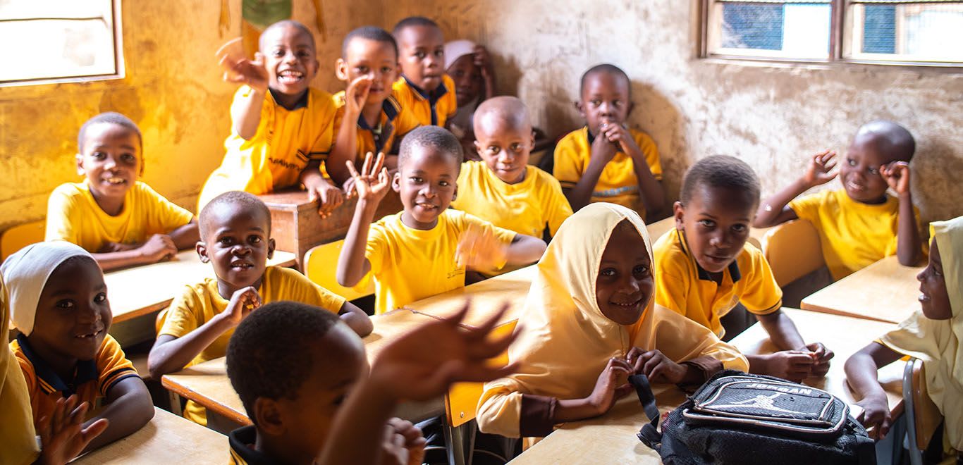 Kids in a classroom in Zanzibar