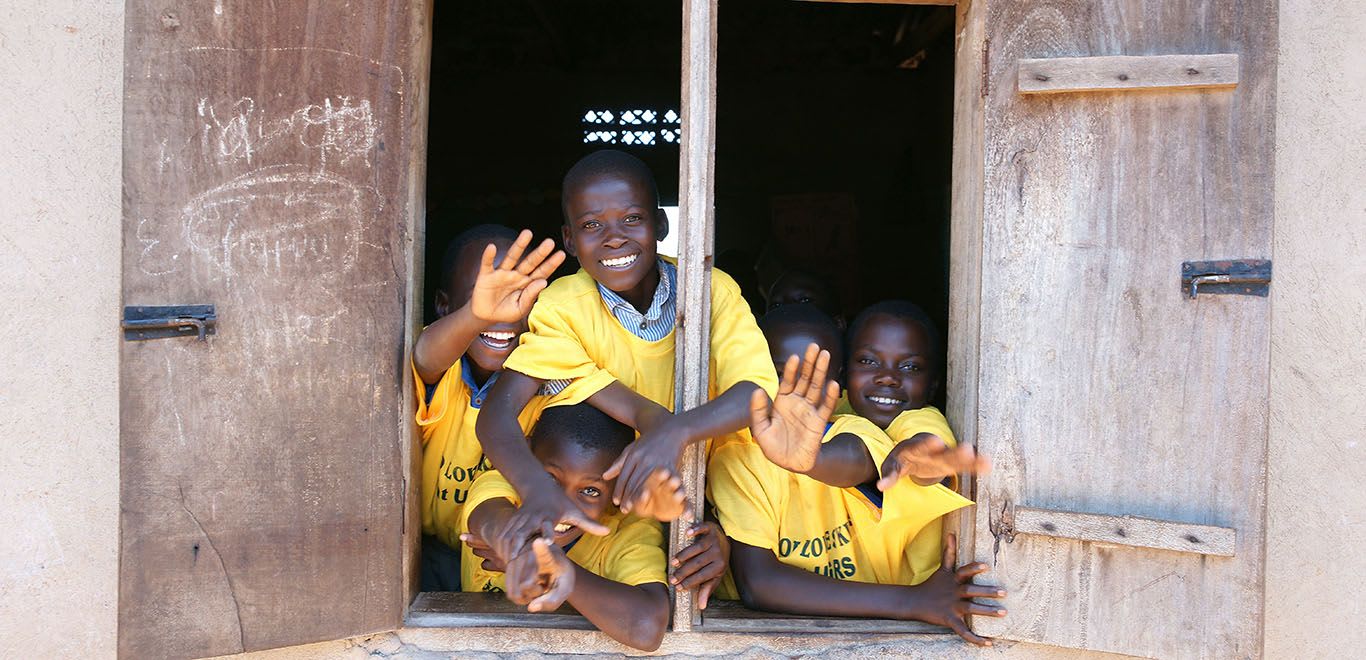 Kids at a school in Uganda