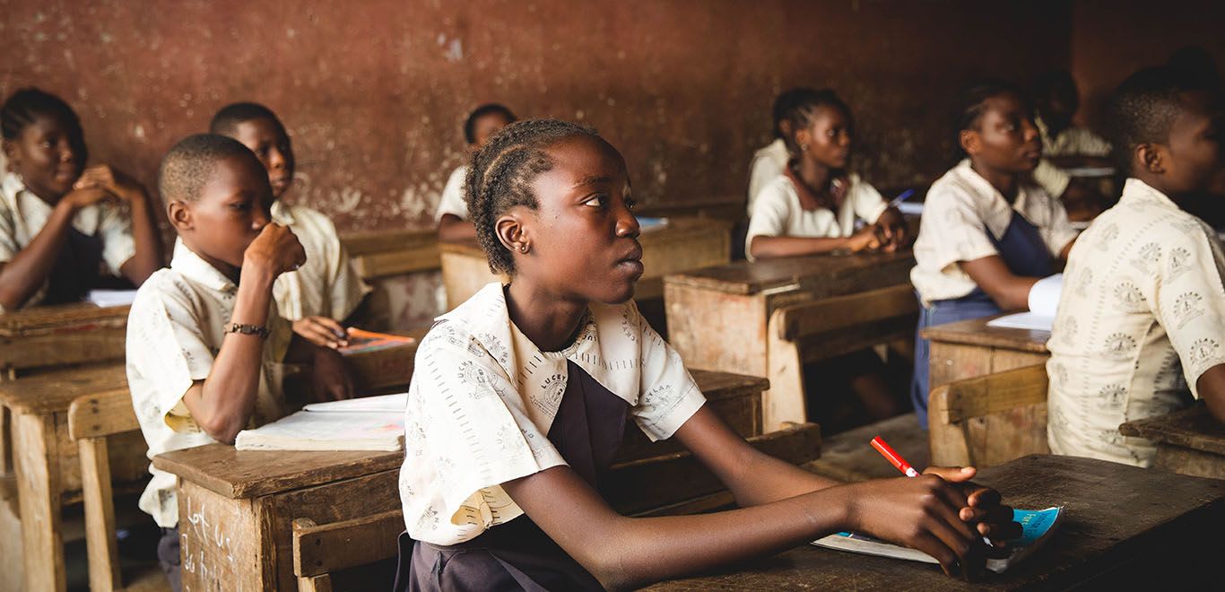 Kids in a classroom in Uganda