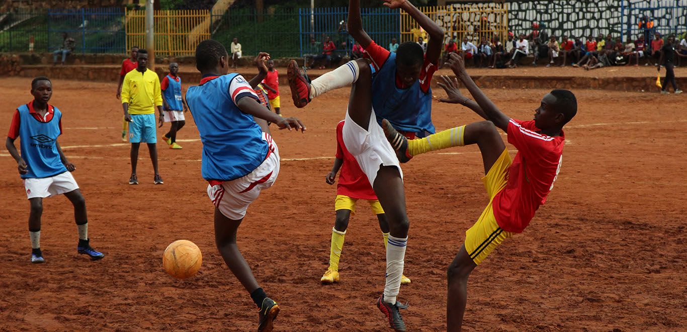 Kids playing soccer in Zambia