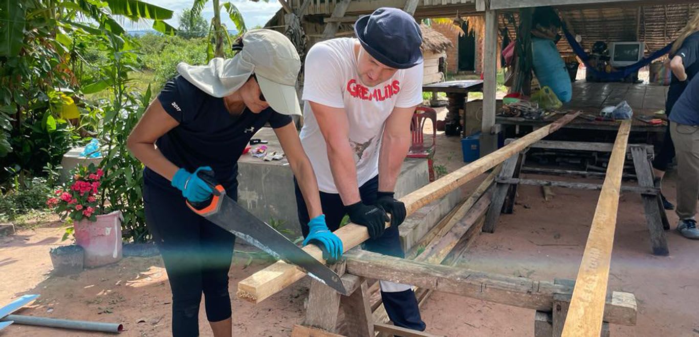 Sawing wood for construction