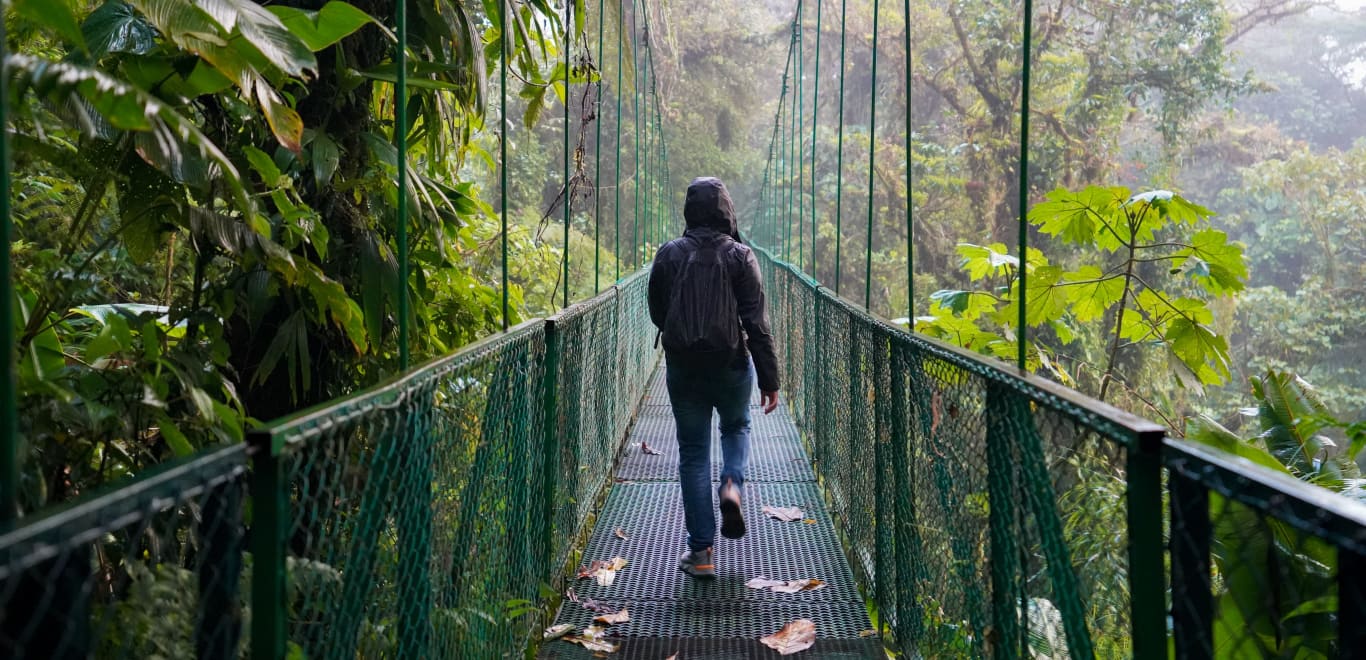 Woman on bridge in Costa Rica