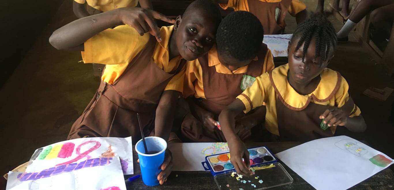 School kids in art class in Ghana