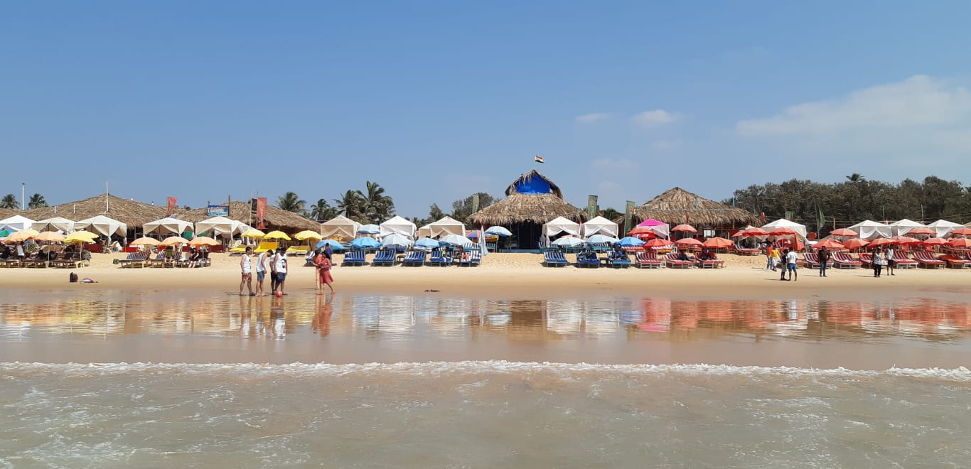 Huts on the beach in Goa, India