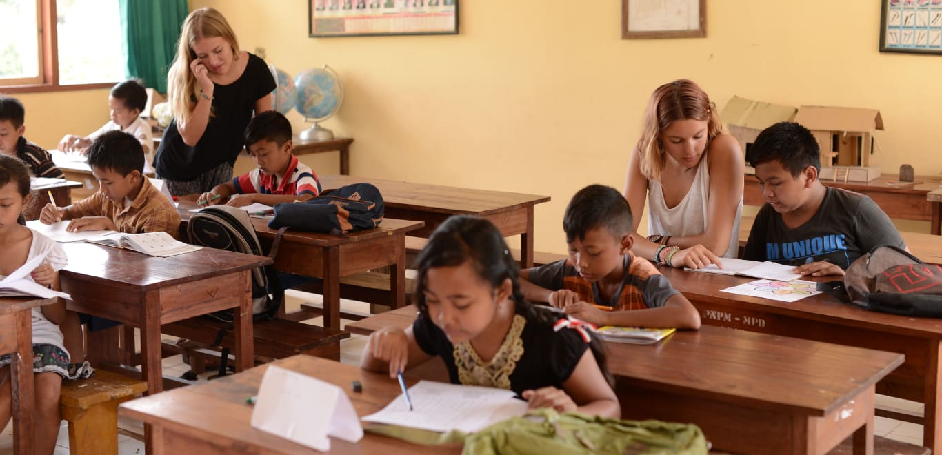 Kids in a classroom in Bali