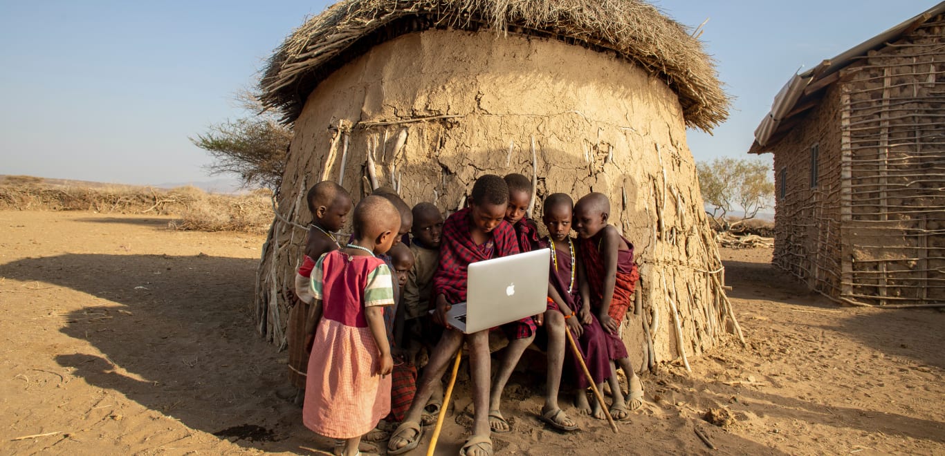 Children on a laptop in Kenya