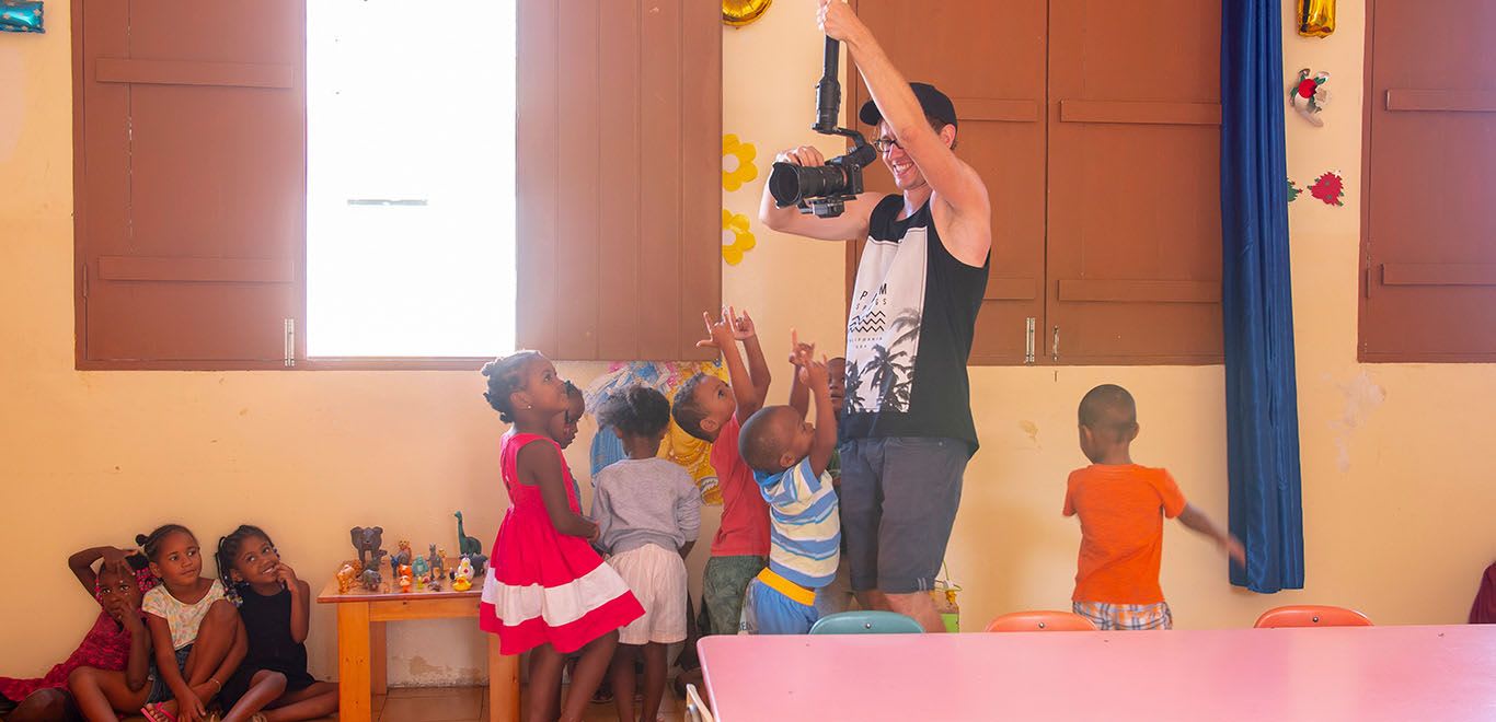 Teaching kids photography in Cape Verde